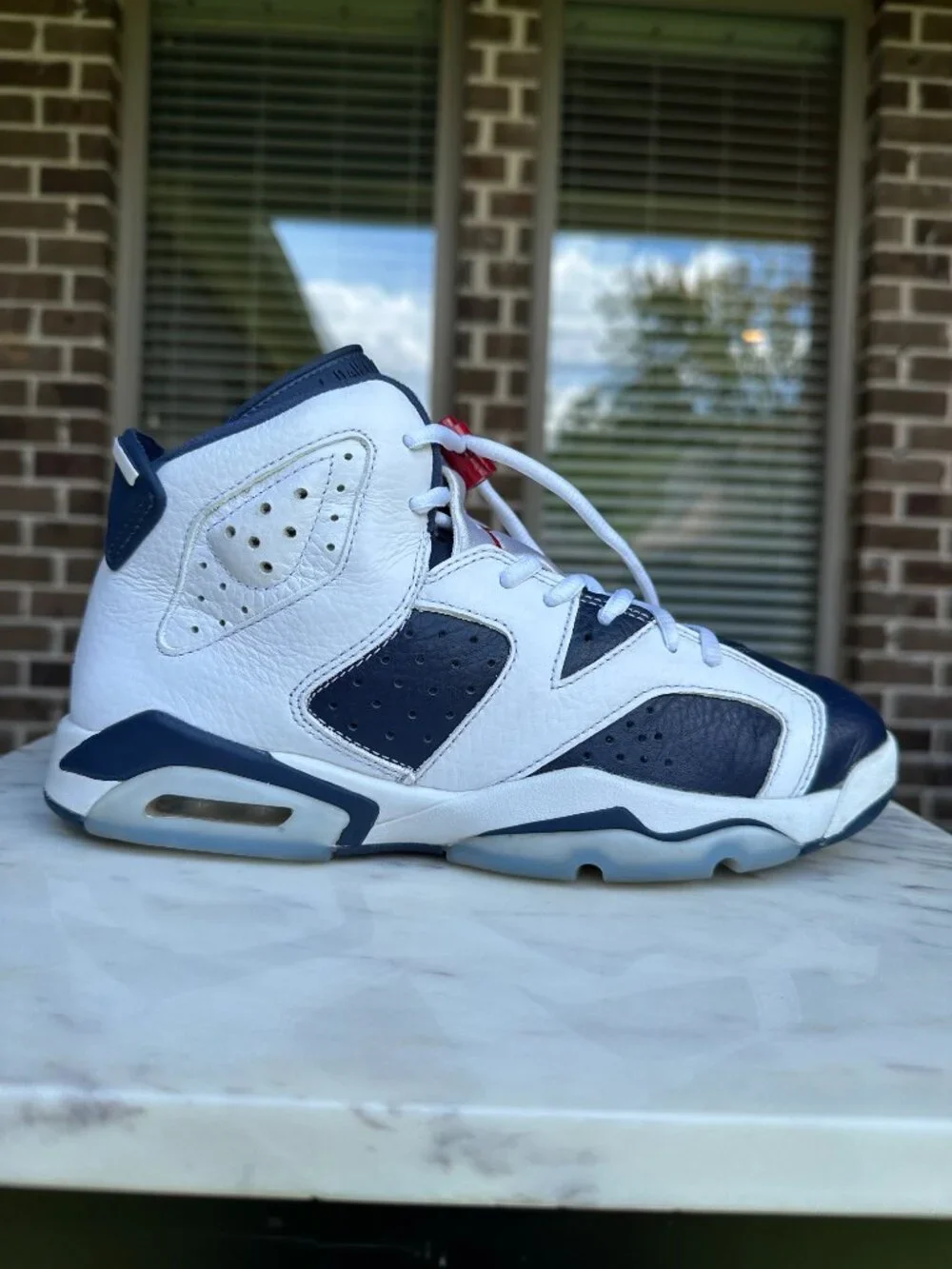 Nike Jordan 6 Retro Olympic High Top Sneakers White Navy Women Sz 8 Men Sz 6.5